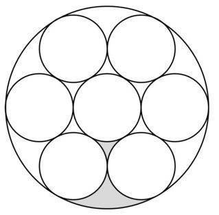 The figure below is composed of eight circles, seven small circles and one large circle containing