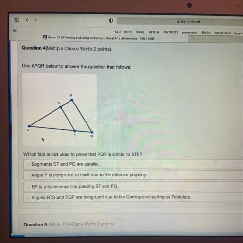 PLEASE HELP. 
Use Triangle PQR to answer the question that follows: