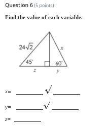 Geometry thats finding x y and z of a triangle but my dum self doesn't know this so plz help
