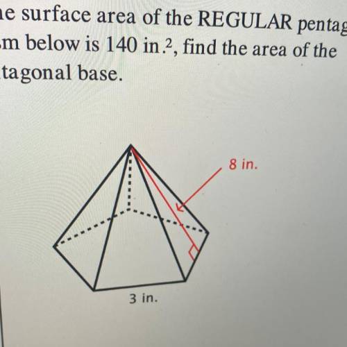 Help Can someone help me with this step-by-step

If the surface area of the REGULAR pentagonal
pri
