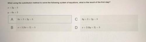 When using the substitution method to solve the following system of equations, what is the result o