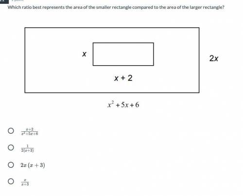 Which ratio best represents the area of the smaller rectangle compared to the area of the larger re