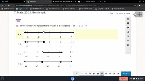 Which number line represents the solution to the inequality −4x − 3 ≥ 3? i need the answer in the n