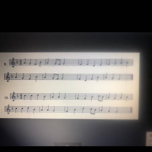 Please can someone find the Tonal center-

Rhythmic values-
Solfege- 
For number 9 and 10.