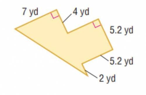 Find the area of the shape below.

Area is square yards. (Enter the number only and ROUND YOUR ANS