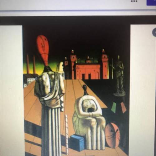 2. Look at this 1916 painting by painter Glorgio de Chirico, The Disquieting Muses. Explain how thi