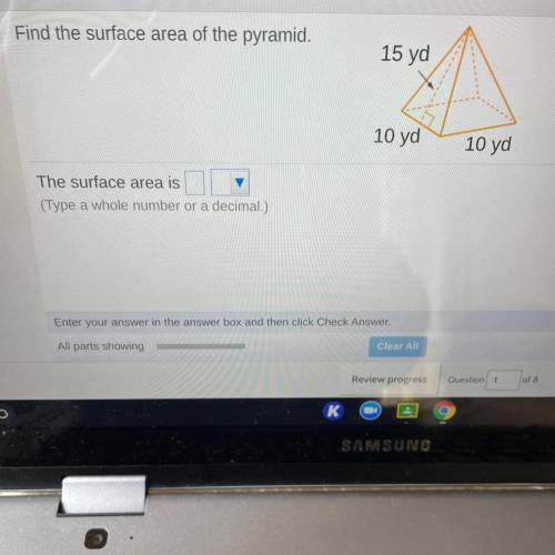 Find the surface area of the pyramid please!!
