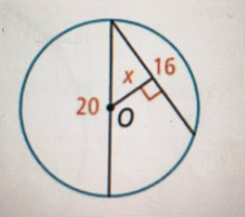 In circle O, find the value of xrounded to the nearest tenth