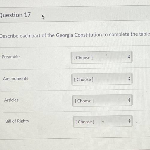 Describe each part of the Georgia Constitution to complete the table.