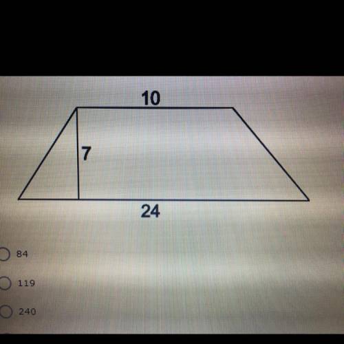7. Find the area of this trapezoid. Area =

square units. Round to the nearest whole number
1: 84