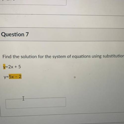 Find the solution for the system of equations using substitution.
