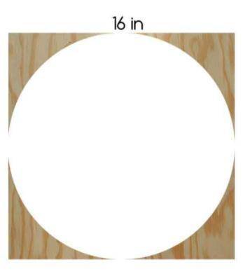 If the circle below is cut from the square of plywood below, how many square inches of plywood woul