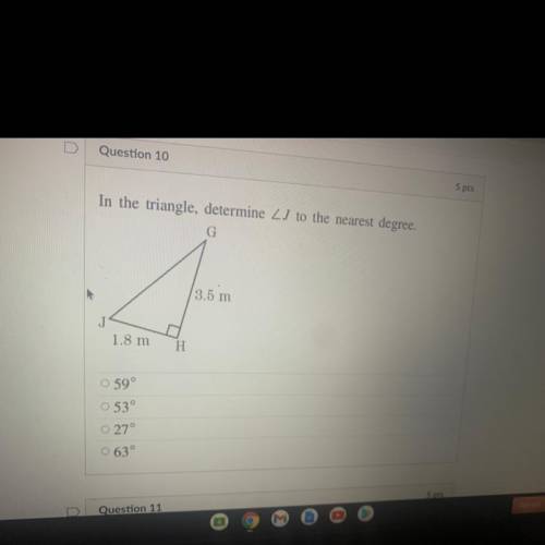 In the triangle shown determine j to the nearest degree