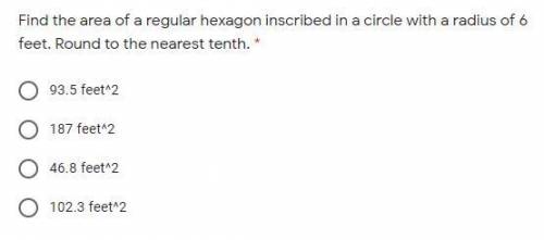 Find the area of a regular hexagon inscribed in a circle with a radius of 6 feet. Round to the near