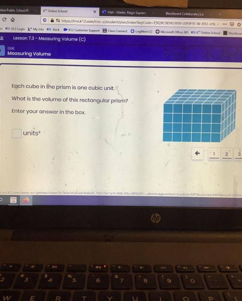 Each cube in the prism is one cubic unit.

What is the volume of this rectangular prism?
Enter you