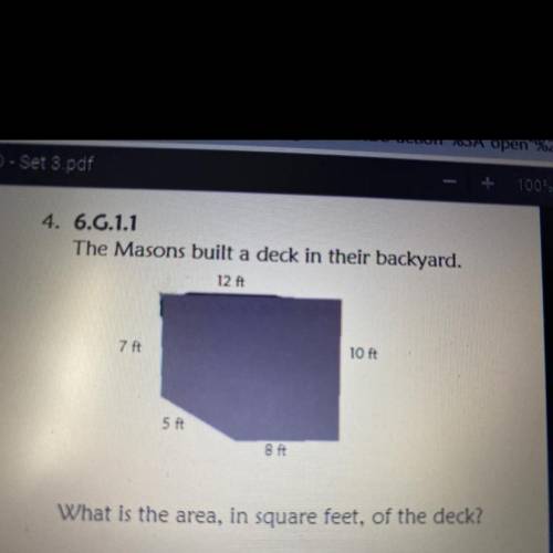 What is the area, in square feet, of the deck?