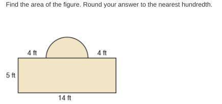 Find the area of the figure. Round your answer to the nearest hundredth.

ft2
first one correct ge