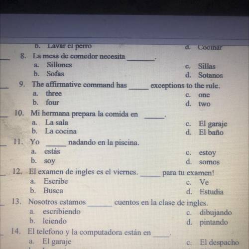 For those fluent in Spanish, please answer number 9 only!