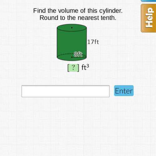 Find the volume of this cylinder. round to the nearest tenth. plz help