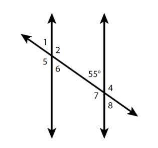 In the diagram, two parallel lines are intersected by a transversal. What are the measurements of a