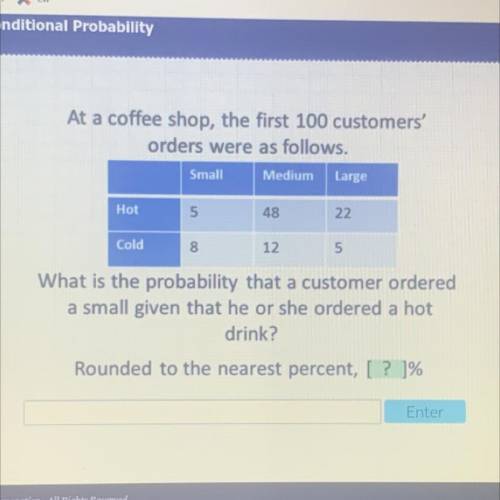 At a coffee shop, the first 100 customers' orders were as follows. What is the probability that a c