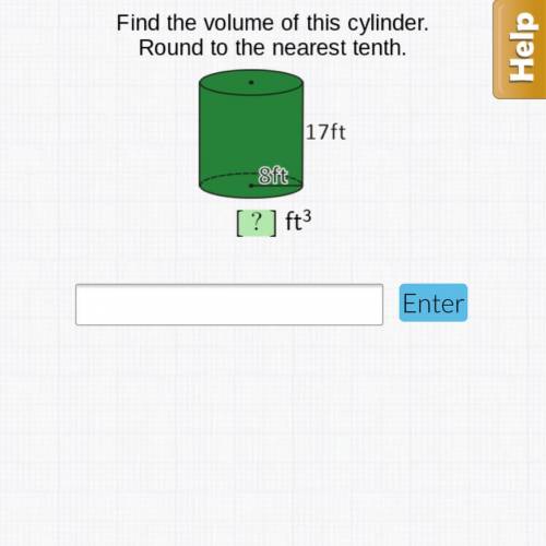 Find the volume of this cylinder. geometry homework. plz help
