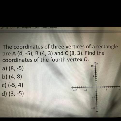 Find the coordinates of the 4th vertex d
