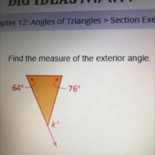 Can someone please help me find the measure of the exterior angle.