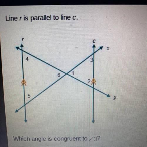 HURRY TEST

Line r is parallel to line c.
Which angle is congruent to <3?
<2
<4
<5