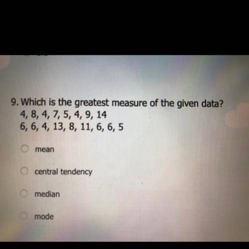 What is the greatest measure of the given data?