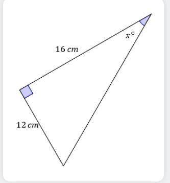 10.
Use the tangent ratio to find the size of the angle marked x, correct to the nearest degree.