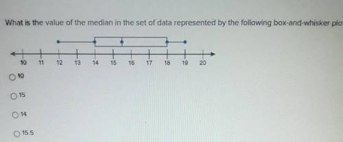 What is the value of the median in the set of data represented by the following box-and-whisker plo