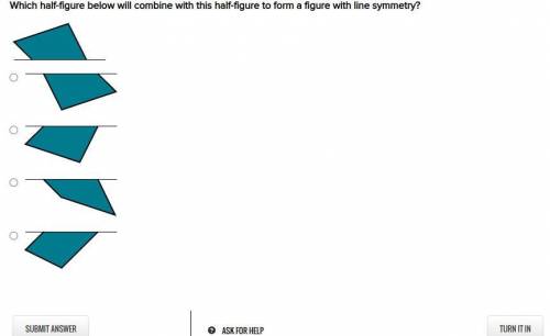 Which half-figure below will combine with this half-figure to form a figure with line symmetry?