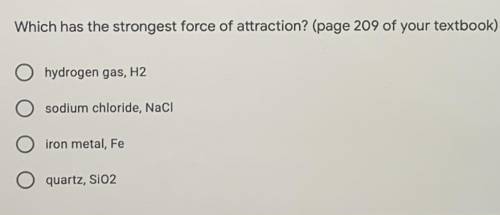 Pls help me out! which has the strongest force of attraction?
