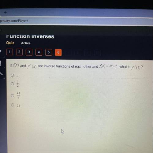 If fx) and f^-1(x) and inverse functions of each other and f(x) =2x+5, what is f^-1(8)?

PLZ HELP