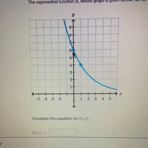 The exponential function h, whose graph is given below, can be written as h(x) = a•b^x

Complete t