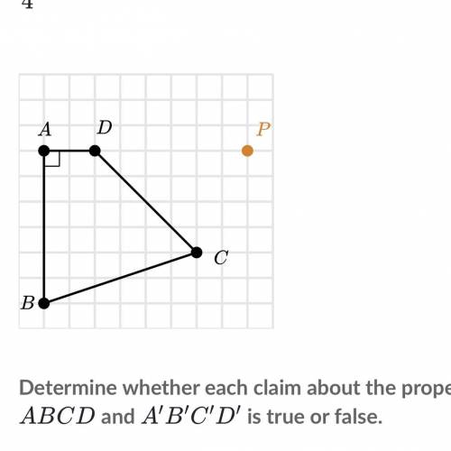 Quadrilateral A'B'C'D' is the result of dilating quadrilateral ABCD about point P by a scale factor