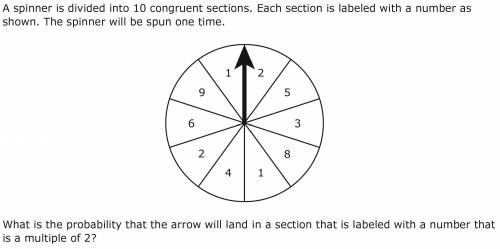 PLEASE HELP ME

a spinner is divided into 10 congruent sections. Each section is labeled with a nu