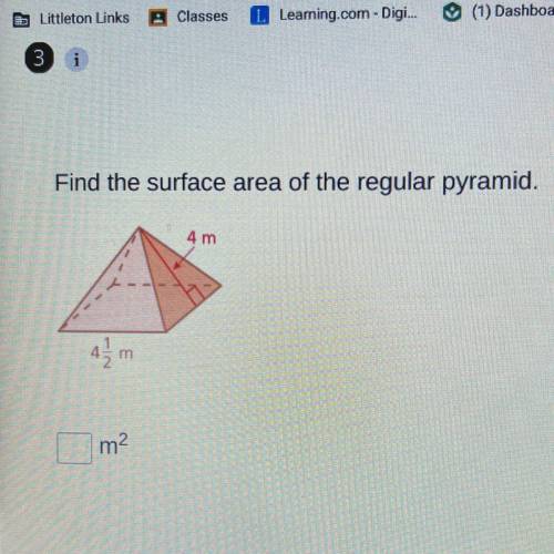 Find the surface area of the regular pyramid 
_____m^2