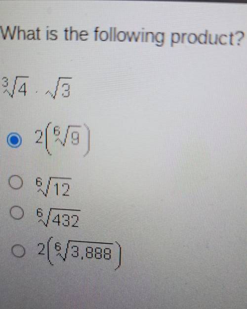 What is the following product? 3sqrt4 times sqrt3​