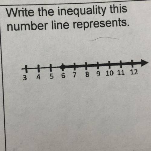 Write the inequality this
number line represents.
3 4 5 6 7 8 9 10 11 12