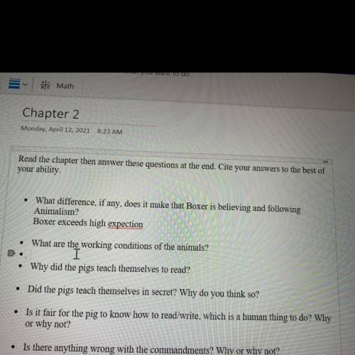 Animal farm chapter 2 questions