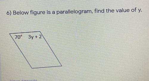 Below figure is a parallelogram, find the value of y.