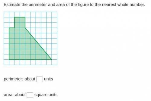 Estimate the perimeter and area of the figure to the nearest whole number.
