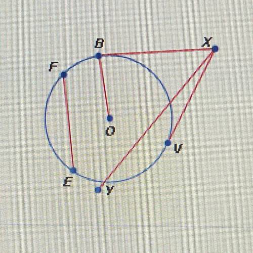 Which of the segments below is a secant?
A. XB
B. OB
C. XV
D. XY