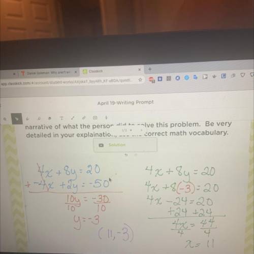 I need someone to write me a narrative on how to solve this problem please!