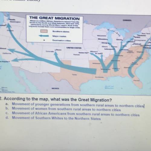 According to the map, what was the great migration