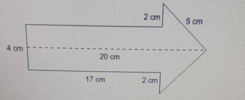 I NEED HELP ASAP

In the figure, the dashed line divides the arrow in half. What is the total area