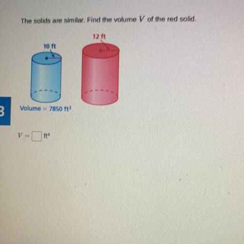 The solids are similar. Find the volume V of the red solid.