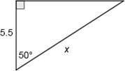 HELP

Determine the value of x using a trigonometric ratio.
A) 
50.23
B) 
4.21
C) 
8.56
D) 
7.18